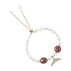 Bracciale con perline d'imitazione barocche in filo di perle con gioielli con ciondolo a coda di pesce in zirconi per donne Lady Girls Lover Regali di San Valentino