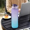 Water Bottles 1L Water Bottle with Time Marker for Girl Fitness Jugs Large Capacity Portable Sports Gym Drinking Bottle with Straw 230309