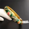 Bangle Braccialetti con smalto cloisonné cinese di fascia alta per le donne Strass Moda gioielli etnici colorati Regalo di compleanno di loto Braccialetto