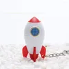 Keychains Space-Rocket LED KeyChain Sound Light Rocket Model Key Ring Cover Holder Boutique Small Creative Gifts grossist10pcs/Lot