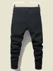 Męskie dżinsy streetwearne kolano rozerwane chude dla mężczyzn moda hip -hopowa zniszczona dziury spodnie solidny kolor męski dżinsowe spodnie 230309