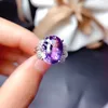 Cluster Rings Real And Natural Amethyst Ring Purple Crystal For Women Or Men 925 Sterling Silver