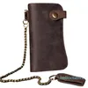 Män läderkedjan Plånbokskorthållare Billfold Checkbook Trucker Biker Clutch286K