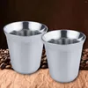 Mugs Behogar 2PCS 170ml/5.75OZ Coffee Cup Double Wall Insulation Anti-scalding Stainless Steel For Espresso Mug