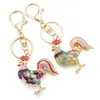 Nyckelringar Ganska söta Opals Cock Rooster Chicken Keychains Utsökta Crystal Bag Pendant Key Ring Key Chains Gift Jewelry Llaveros K131