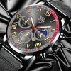 Wristwatches Mens Fashion Black Sports Watches Luxury Men Business Casual Quartz Wristwatch Mesh Belt Male Luminous Clock Leather Watch