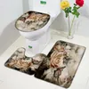 Tappeti Tappetini da bagno per bagno con fiori naturali Set Giallo Girasole Rosso Rosa Rosa Acquerello Tappeto per porta floreale Decor Tappetino per WC antiscivolo