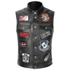 Men's Vests Genuine Top Layer Cowhide Black Sleeveless Multi-label Leather Vest Slim Motorcycle Suit Pikan Shoulder XL