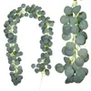 Decorative Flowers Artificial Eucalyptus Garland Greenery Silk Leaves Vines Faux Silver Dollar Plants For Wedding Party Home Decoration
