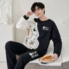 Men's Sleepwear Spring Autumn Couple Long Sleeve Cotton Pajama Set for Men Korean Cute Cartoon Sleepwear Pyjama Women Homewear Home Clothes 230309