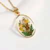 Chains Creative Pressed Flower Necklace Gifts Unique Dried Real Pendant Necklaces Women Long Sweater Chain Jewelry Wholesale