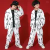Sahne Giyim Çocuk Konseri Kpop Kıyafetleri Hip Hop Giyim Baskı Blazer Ceket Sokak Giyim Girl Boy Caz Dans Kostüm Giysileri