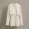 캐주얼 드레스 2 조각 흰 셔츠 드레스 여자 슬링 독특한 단락