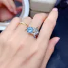 Conjunto de pendientes de collar, anillo colgante de cristal redondo azul cielo exquisito, accesorios de fiesta de boda finos de mariposa de lujo para mujer