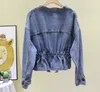 Kvinnors jackor 2023 Autumn Women peplum denim lady pärla arbete rockar femme trasa