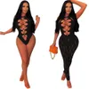 Bluk Großhandel Sexy Hollow Out Bandage Bikinis Einteiliger Badeanzug Mesh Hosen Zweiteiliges Set Strand Outfits Bademode Designer 9431