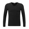 Men's T Shirts Shirt Men V Neck Oversize Long Sleeve Full Casual Solid Slim T-shirts For Fitness Tops Base Tee