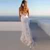 Vestidos casuais vestido de renda feminina branca verão verão boêmio lombal sem sereia aberta sereia feminina lua de mel