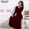 Temel gündelik elbiseler rahat elbiseler 2023 artı boyut S - 5xl 4xl xxxl Kadın Giyim Kış Maxi Elegant Velvet Elbise Mor Kırmızı Mavi Yeşil Vintage Sıcak