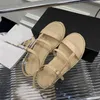 Summer popular Women's sandals 2023 Channel fashion luxury brand business work leisure travel letter logo Women's high heels Men's flat shoes 05-02