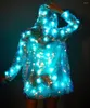 Felpe con cappuccio da donna OHLEES Giacca da donna con paillettes LED Super Flash Light UP Rave Cappotto esterno creativo Costume di scena Xmas Party Fancy Dress