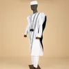 Survêtements pour hommes Vêtements pour hommes africains Agbada Robe Dashiki Chemises Ankara Pantalon Tribal Chapeau Tenues de soirée de mariage 4 pièces AFRIPRIDE A1816011 230308