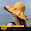 Brede rand hoeden zomer dames hoed mode zon anti uv vrouwelijke buitenkap casual schaduw lege top strand sunhat dame en capswide