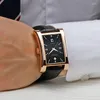 Wristwatches 2023 WWOOR Blakck Square Men Watch Classic Luxury Business Quartz Clock Man Leather Waterproof Date Wristwatch Relogio