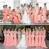 Arabic African Coral Long Bridesmaid Dresses with Half Sleeves Plus Size Lace Mermaid Wedding Guest Party Bridesmaids Dresses BM0891