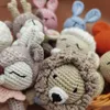 Rattles Mobiles BPA Free Baby Wooden Teether DIY Crochet Deer Sheep Rattle born Rodent Teething Ring Gym Educational Toys for Children Kids 230309