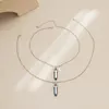 Pendentif Colliers Femme Collier Bijoux Double Laser Imitation Cristal Conception Chaîne Punk Vent Étoile Lune