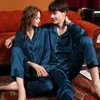 Damen-Nachtwäsche SUO CHAO S-6XL Paar Seidensatin-Pyjamas Damen Herren Langarm-Revers-Oberteile Hosen 2-teilige Pyjamas Nachtwäsche Nachtwäsche Homewear 230309