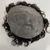 Indian Virgin Human Hair Piece Natural Color Loose Curl 8x10 Toupee Knots PU Enhet för män