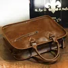 Aktentaschen Männer Vintage Aktentasche Handtasche Crazy Horse Pu-Leder 13 Zoll große Laptop-Taschen Business Brown Messenger Umhängetasche Mann 230309