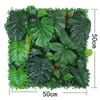 Dekorativa blommor 50x50 cm Artificial Green Wall Landscape Home Garden Jungle Decoration Super växter som hänger gräsgrönska paneler