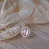 Kedjor Ricki Fashion Rose Gold Color Opals ColleBone Pendant Necklace For Women Party Luxury Statement Crystal Choker Jewelry