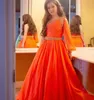 Little Miss Pageant Kleid für Teenager Junioren Kleinkinder Kind Langarm orange Chiffon Langes Mädchen Prom Kleid formelle Party Rosie Zipper-Back One-Shoulder