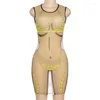 Abiti casual Soefdioo 3D Body Print Mini abito in rete Donna Sexy See Through O-Collo Senza maniche Body-shaping 2023 Elegante Party Clubwear