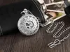 Pocket Watches Antique Steampunk Vintage Roman Numerals Automatic Mechanical Watch Necklace Silver Black Retro Clock Chain Reloj Hombre