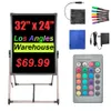 LED Drawing Chalk Board Lights: Large Double Sided Blackboard with Lights - 32"x24" Message Chalkboard Display with 16 Light Colors 4 Flashing Mode Oemled