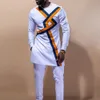 Mens Tracksuits Dashiki Long Sleeve Sirter White Prouser Set 2 قطع ملابين تناسب الملابس التقليدية Tshirt Pant Suits لـ 230309