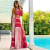 Werkjurken Doury zomervakantie Strandrok Sets Vrouwen tweedelige kleding Set Tie-geverfde bladeren Gedrukte Camisole en lange rokken boho