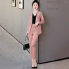 Women's Two Piece Pants Unique Design Professional Pant Women Sets Business Elegant Collarless Jacket Suit Trousers Office Lady Work 2Piece