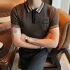 Männer Polos Koreanischen Stil Männer Sommer Freizeit Kurzen Ärmeln Polo Shirts Männlich Slim Fit Business Strick Hemd Homme T Plus größe 4XL 230308