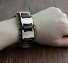 Charme Armbänder Mode Cool Bling Frauen Geschenk Braun Leder Armband Kette Mit Nieten Charms Für GT02