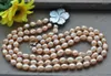 Chains Z12207 Set 3Row 12mm Pink Baroque Freshwater Pearl Necklace Bracelet