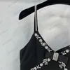 高級ドレスドロップドリルネイルビーズ装飾サスペンダードレスサテンリボン巾着ウエストカットファッションスリムマキシキットレディースアパレル