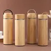 Water Bottles 350/450ml Bamboo Thermos Stainless Steel Water Bottle Tumblers Portable Vacuum Flask Coffee Cup for Home Office Custom 230309