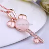 Pendanthalsband N747 Design Rose Gold Color Key Halsband med Rhinestone Crystal Opal Fashion Jewelry Wedding Present Collier