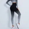 Women's Leggings Gradient Seamless Leggings High Waist Push Up Leggings Women Fitness Tights Gym Work Out Clothing Set Breathable Yoga Pants 230309